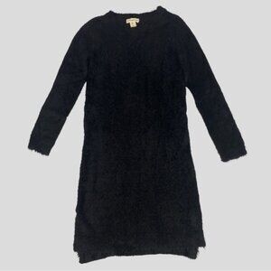 If It Were Me Sweater Womens Large Black Long Sleeve Long Line Pull Over Furry